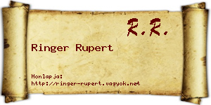 Ringer Rupert névjegykártya